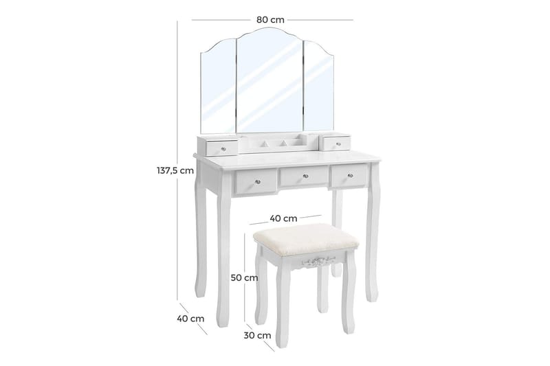 Vasagle Sminkbord 135 cm - Vasagle - Möbler - Bord & matgrupper - Sminkbord & toalettbord