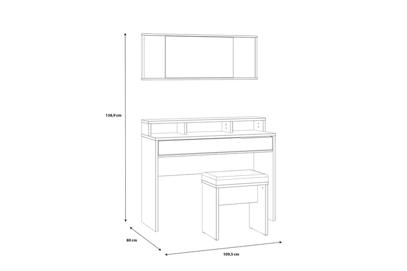 Vergina Sminkbord 110 cm - Brun/Svart - Möbler - Bord & matgrupper - Sminkbord & toalettbord