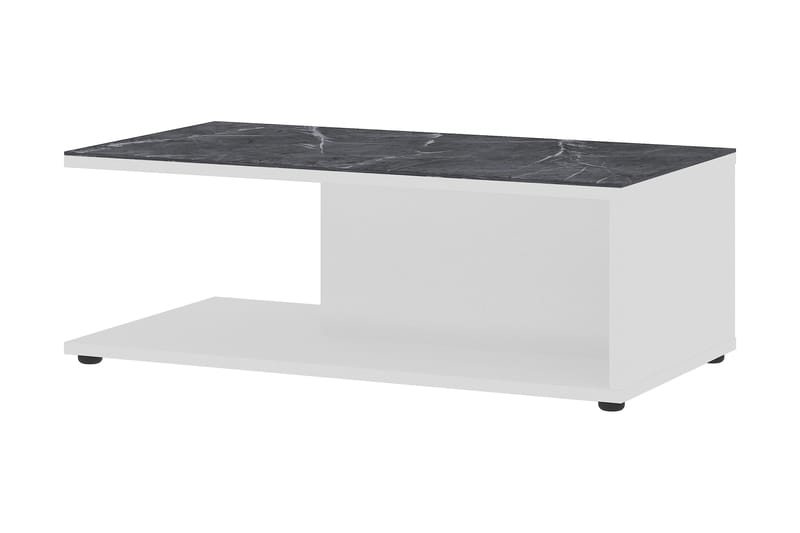 Ademuz Soffbord 109 cm med Förvaring Hylla på Hjul Marmormön - Svart/Vit - Möbler - Bord & matgrupper - Soffbord