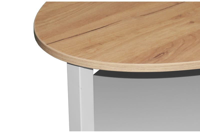Ameli Soffbord 120 cm Ovalt med Förvaring Hylla - Ekfanér/Vit/Brun - Möbler - Bord & matgrupper - Soffbord