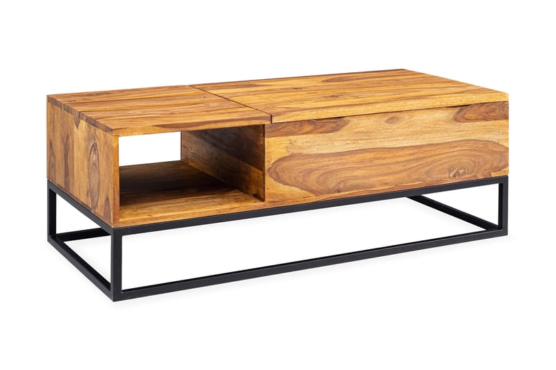Ashrit Soffbord 110 cm med Förvaring - Massivt Trä/Svart - Möbler - Bord & matgrupper - Soffbord