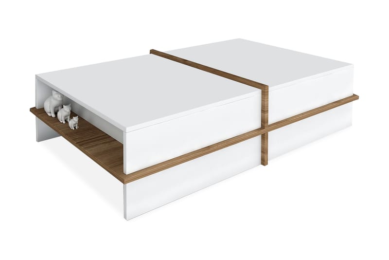 Asillane Soffbord 90 cm - Vit/Valnötsbrun - Möbler - Bord & matgrupper - Avlastningsbord - Brickbord & småbord