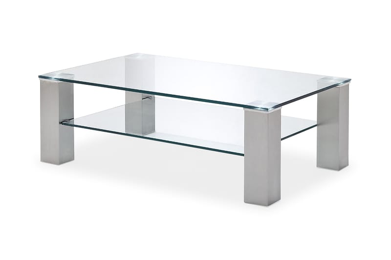 Asta Soffbord 110 cm med Förvaring Hylla - Glas/Silver - Möbler - Bord & matgrupper - Soffbord