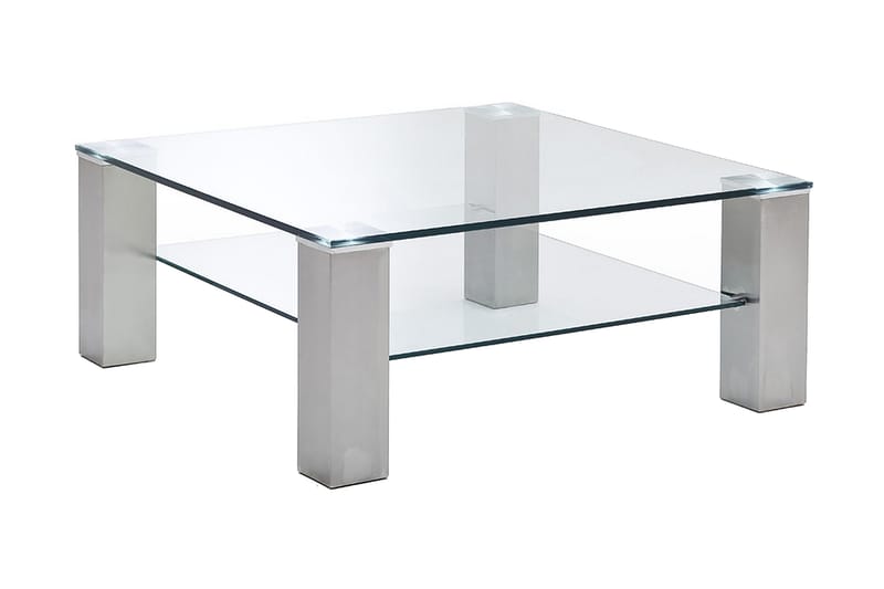 Asta Soffbord 90 cm med Förvaring Hylla - Glas/Silver - Möbler - Bord & matgrupper - Soffbord