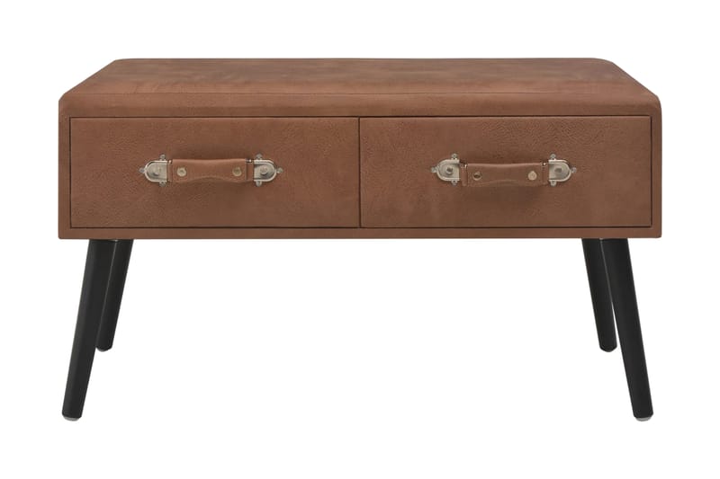 Bänk med lådor 80 cm mörkbrun konstläder - Brun - Möbler - Bord & matgrupper - Soffbord