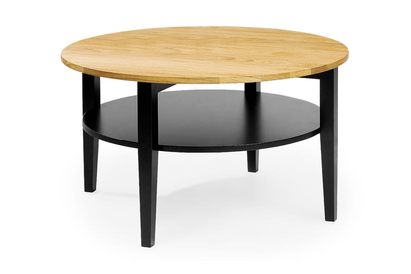 Båstad Soffbord 80 cm Runt med Förvaring Hylla - Massiv Ek/Svart - Möbler - Bord & matgrupper - Soffbord - Soffbord med förvaring