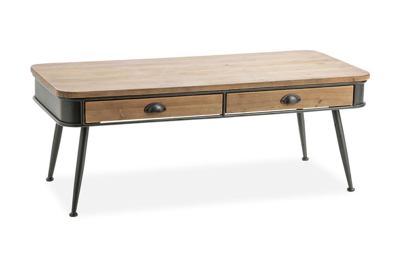 Birdell Soffbord 121 cm med Förvaring Lådor - Trä/Natur/Svart - Möbler - Bord & matgrupper - Soffbord