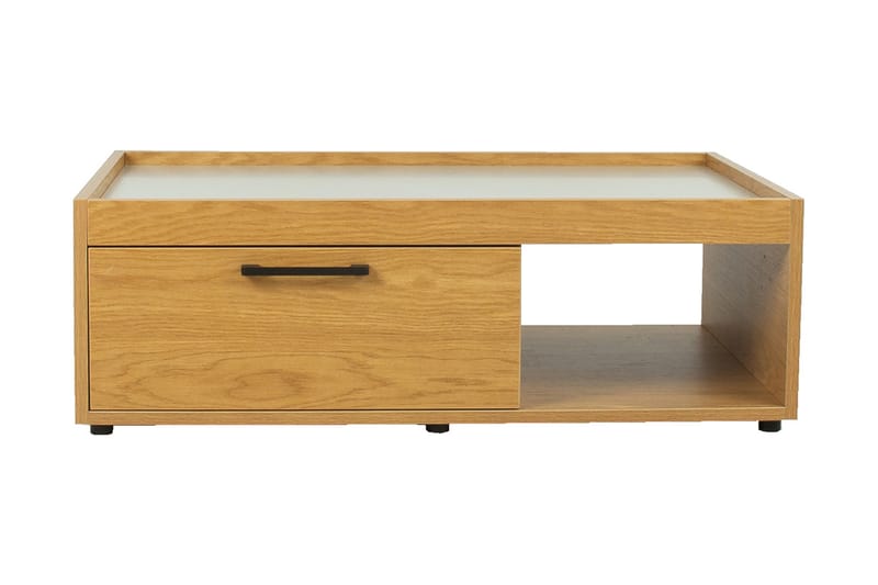 Blockley Soffbord 98 cm med Förvaring Lådor + Hyllor - Ekfärg/Grå - Möbler - Bord & matgrupper - Soffbord