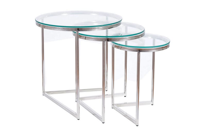 Bonkoni Satsbord Runt - Transparent Glas/Silver - Möbler - Bord & matgrupper - Avlastningsbord - Satsbord