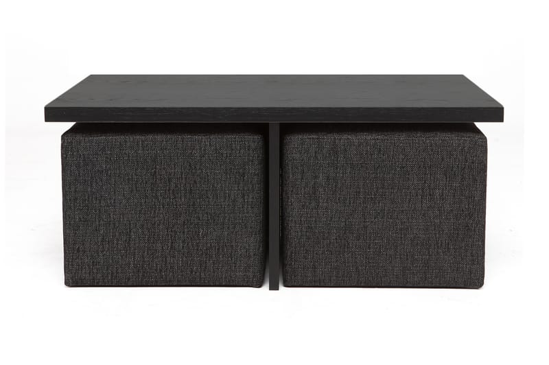 Boxy Soffbord 100 cm med 2 Pallar - Svart - Möbler - Soffa - U-soffa