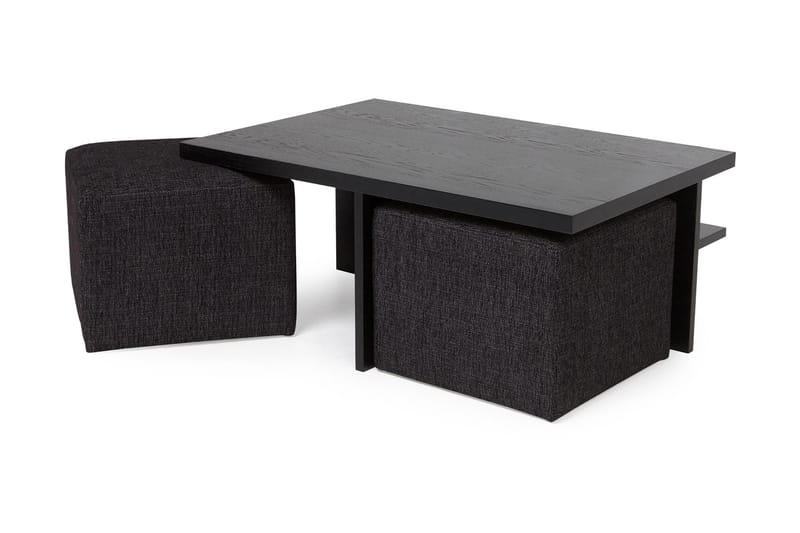 Boxy Soffbord 100 cm med 2 Pallar - Svart - Möbler - Bord & matgrupper - Soffbord