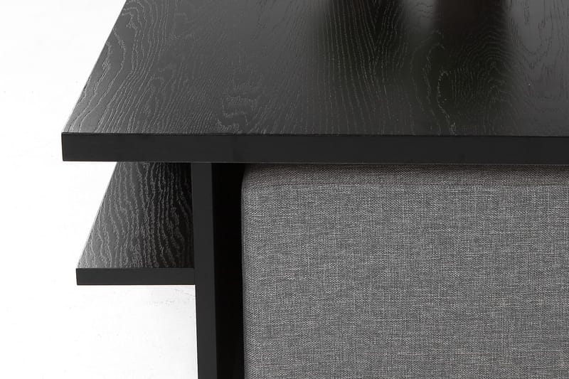 Boxy Soffbord 100 cm med 2 Pallar - Svart/Ljusgrå - Möbler - Bord & matgrupper - Soffbord