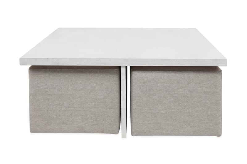 Boxy Soffbord 100 cm med 4 Pallar - Vit/Beige - Möbler - Bord & matgrupper - Soffbord