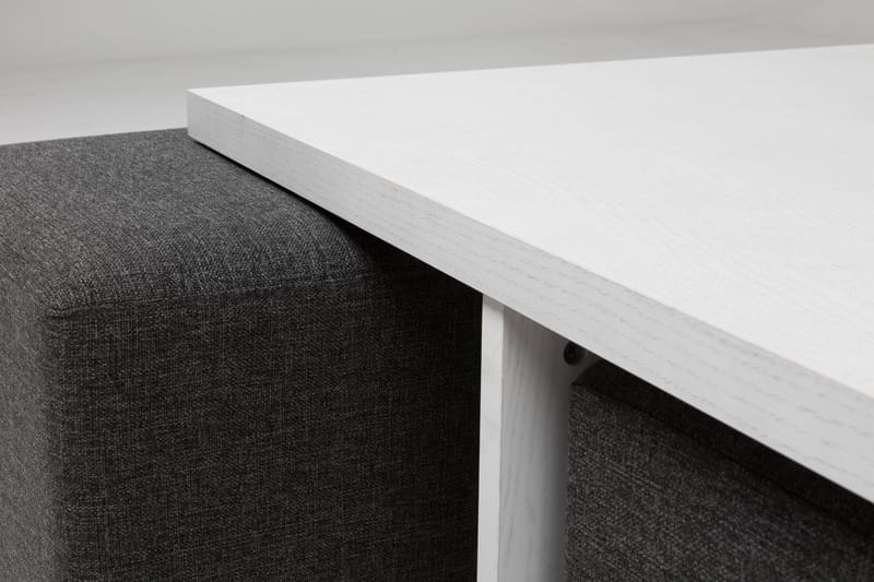 Boxy Soffbord 100 cm med 4 Pallar - Vit/Mörkgrå - Möbler - Bord & matgrupper - Soffbord