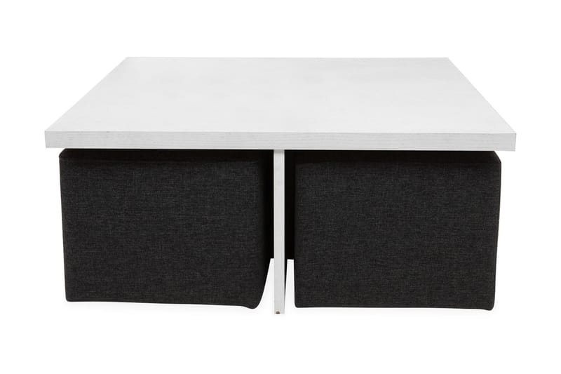 Boxy Soffbord 100 cm med 4 Pallar - Vit/Svart - Möbler - Bord & matgrupper - Soffbord
