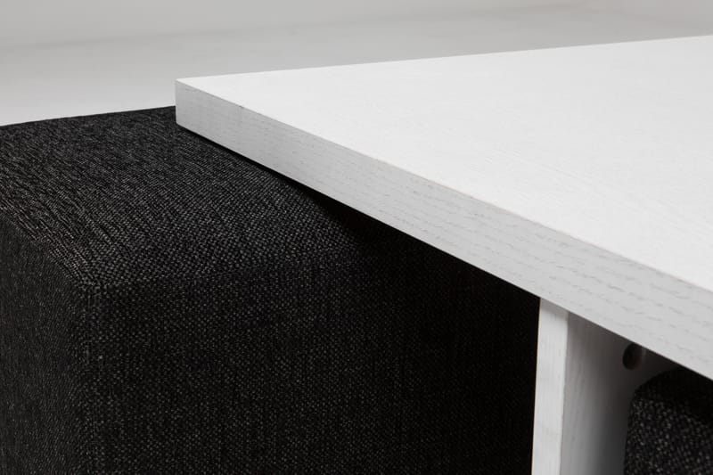 Boxy Soffbord 100 cm med 4 Pallar - Vit/Svart - Möbler - Bord & matgrupper - Soffbord