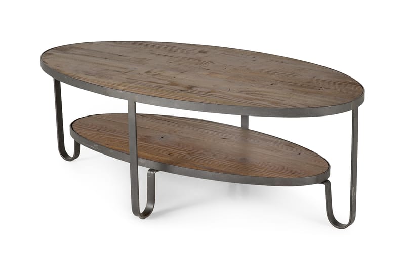 Bro Soffbord 128 cm Ovalt med Förvaring Hylla - Trä/Krom - Möbler - Bord & matgrupper - Soffbord