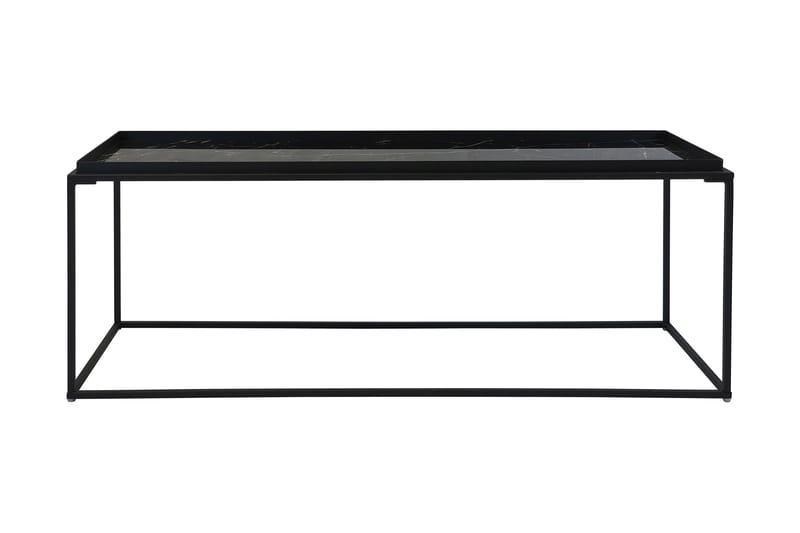 Burwick Soffbord 122 cm Marmormönster - Glas/Svart - Möbler - Bord & matgrupper - Soffbord