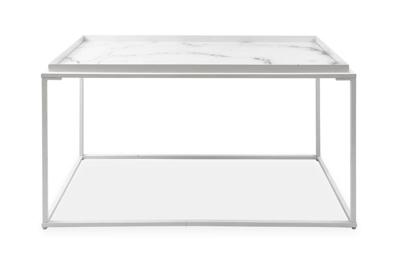 Burwick Soffbord 80 cm Marmormönster Rektangulär - Glas/Vit - Möbler - Bord & matgrupper - Soffbord