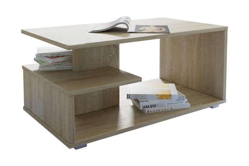 Chezum Soffbord 91 cm med Förvaring Hyllor - Ekfärg/Beige/Grå - Möbler - Bord & matgrupper - Soffbord
