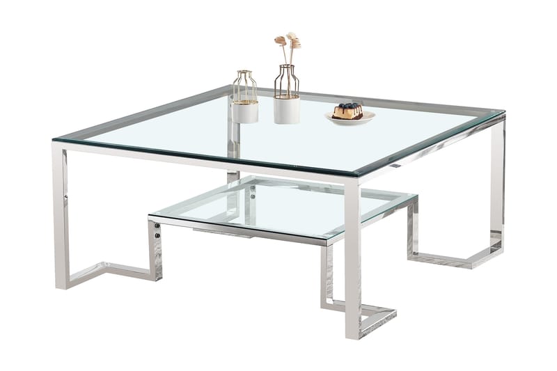 Cornhill Soffbord 100x100 cm - Transparent/Krom - Möbler - Bord & matgrupper - Soffbord