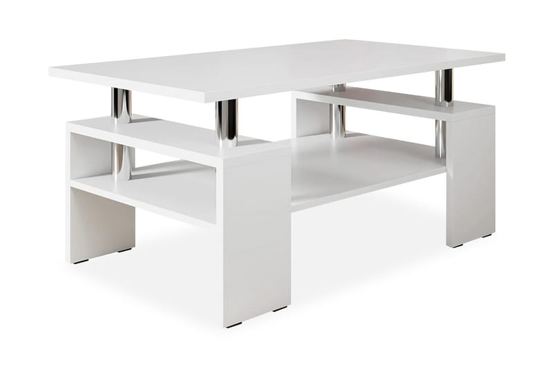 Cubeia Soffbord 110 cm med Förvaring Hyllor - Vit/Krom - Möbler - Bord & matgrupper - Avlastningsbord - Brickbord & småbord