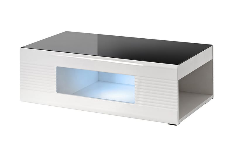 Dalgot Soffbord 120 cm med Förvaring LED-belysning - Vit/Svart - Utemöbler - Loungemöbler - Loungegrupp & Loungeset