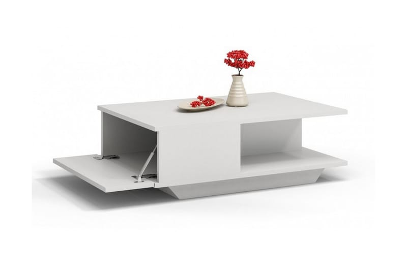 Denverse Soffbord 90 cm med Förvaring Hylla + Lucka - Vit - Möbler - Bord & matgrupper - Soffbord