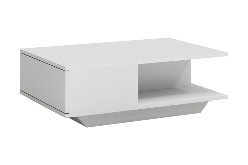 Denverse Soffbord 90 cm med Förvaring Hylla + Lucka - Vit Högglans - Möbler - Bord & matgrupper - Soffbord