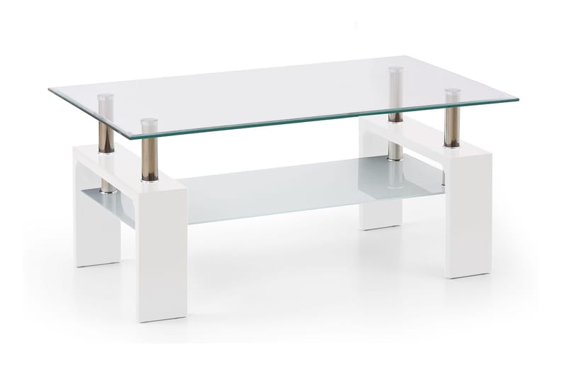 Diana Soffbord 100 cm med Förvaring Hylla - Glas/Vit - Möbler - Bord & matgrupper - Soffbord