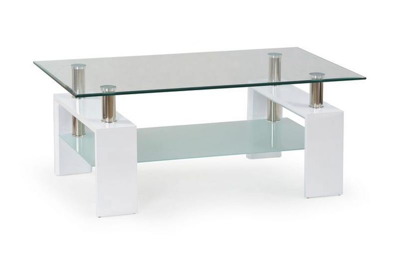 Diana Soffbord 110 cm med Förvaring Hylla - Glas/Vit - Möbler - Bord & matgrupper - Soffbord