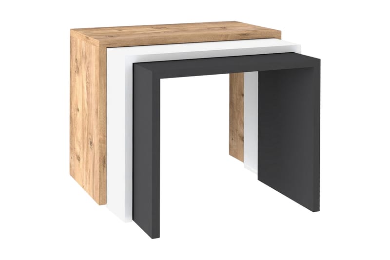 Doren Satsbord 3-pack 50 cm - Valnöt|Vit|Grå - Möbler - Bord & matgrupper - Soffbord
