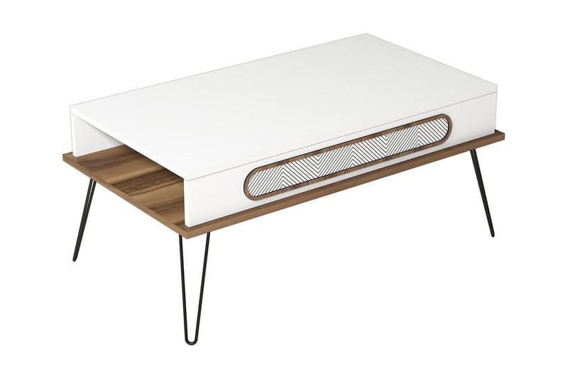 Ekolane Soffbord 105 cm med Förvaring Hylla - Vit/Natur - Möbler - Bord & matgrupper - Soffbord