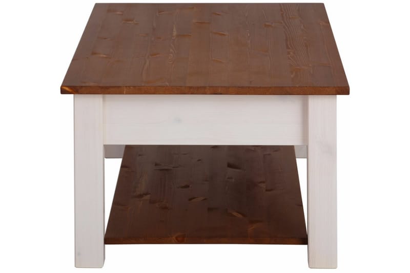 Evonne Soffbord 100 cm med Förvaring 2 Lådor + Hylla - Vit/Brun - Möbler - Bord & matgrupper - Soffbord