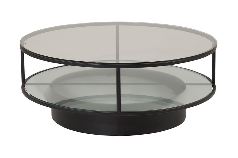 Falsterbo Soffbord 100 cm Runt med Förvaring Hyllor - Glas/Svart - Möbler - Bord & matgrupper - Avlastningsbord - Sängbord & nattduksbord