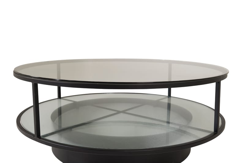 Falsterbo Soffbord 100 cm Runt med Förvaring Hyllor - Glas/Svart - Möbler - Bord & matgrupper - Soffbord