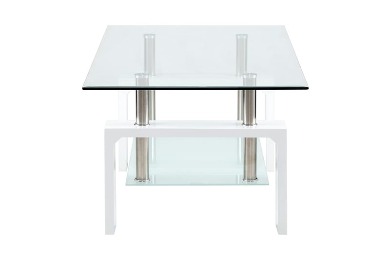 Faxberg Soffbord 110 cm med Förvaring Hylla - Glas/Vit/Krom - Möbler - Bord & matgrupper - Soffbord