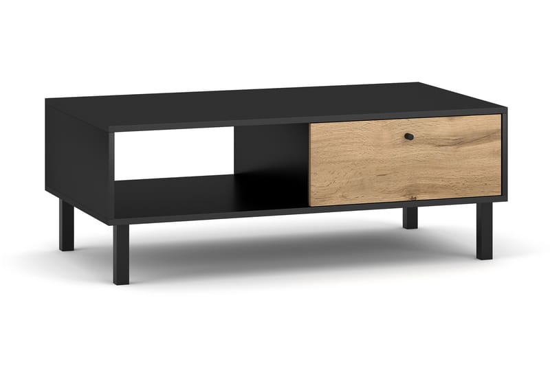 Fearnan Soffbord 110 cm med Förvaring Hylla + Låda - Svart/Natur - Möbler - Bord & matgrupper - Soffbord