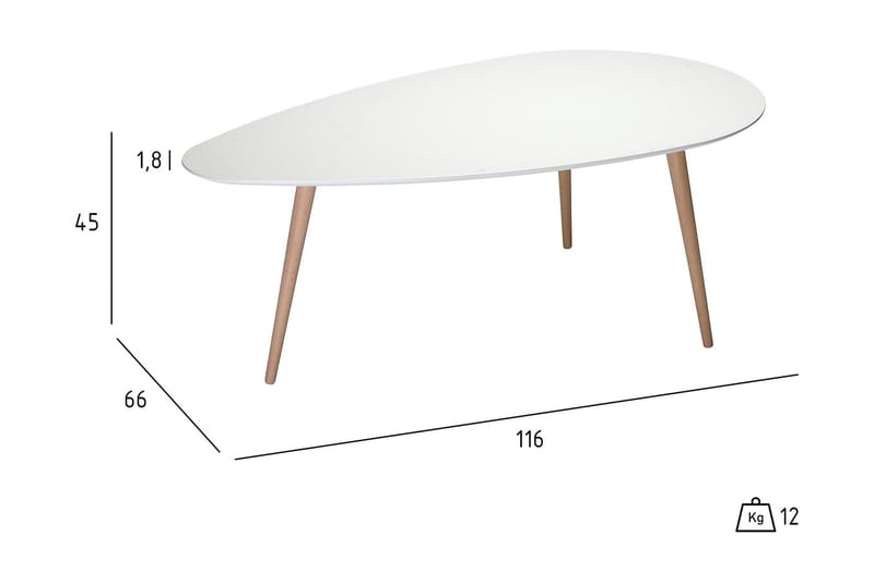 Fedra Soffbord 116 cm Ovalt - Vit/Trä - Möbler - Bord & matgrupper - Soffbord