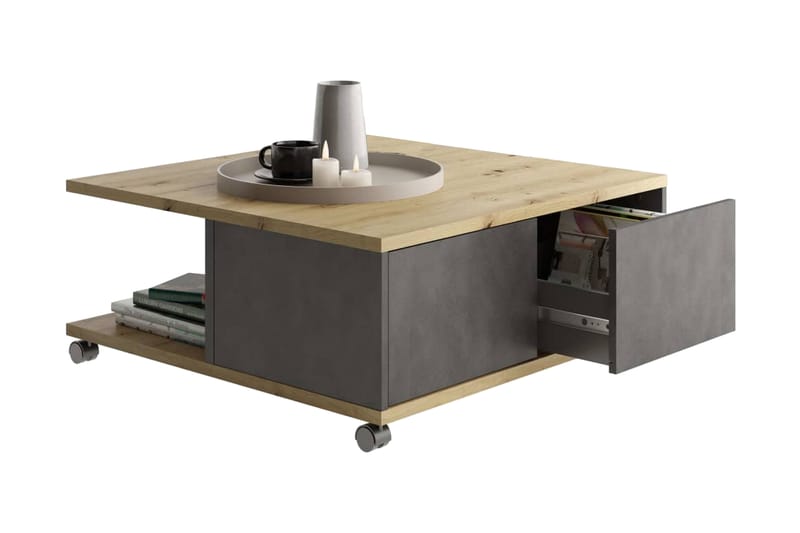 FMD Soffbord med hjul artisan-ek - Flerfärgad - Möbler - Bord & matgrupper - Soffbord - Soffbord med hjul