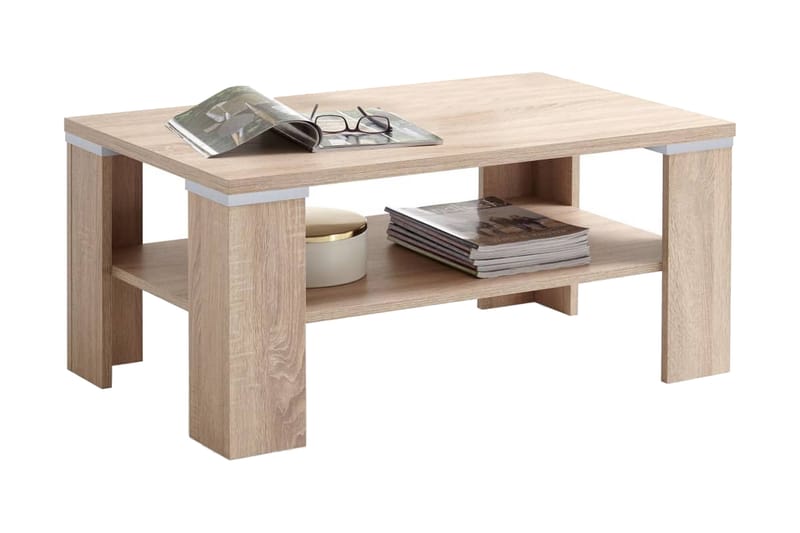 FMD Soffbord med hylla 100x60x46 cm ek - Beige - Möbler - Bord & matgrupper - Avlastningsbord - Brickbord & småbord