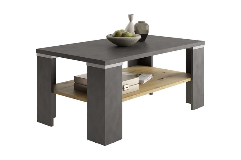 FMD Soffbord med hylla materagrå och artisan-ek - Flerfärgad - Möbler - Bord & matgrupper - Soffbord