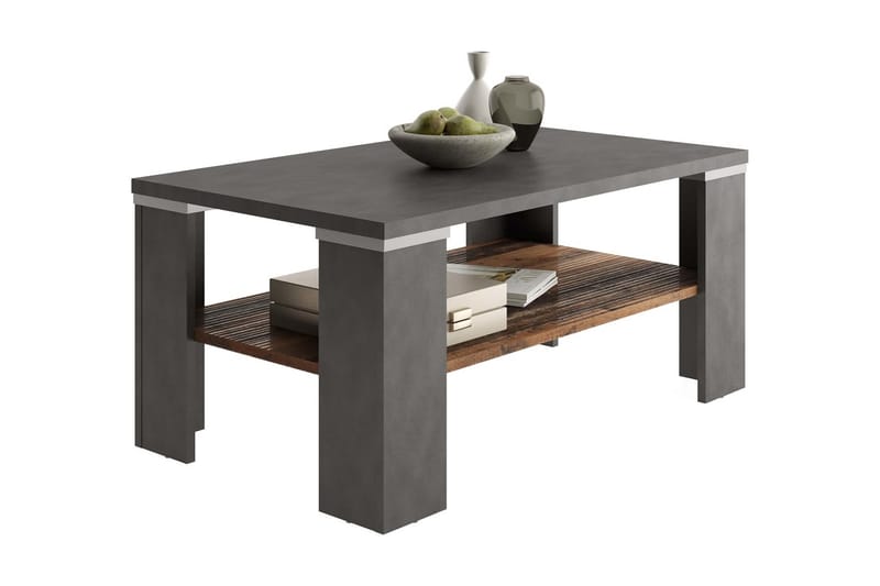 FMD Soffbord med hylla materagrå och gammeldags brun - Flerfärgad - Möbler - Bord & matgrupper - Soffbord