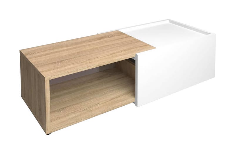 FMD Utdragbart soffbord vit och ek - Flerfärgad - Möbler - Bord & matgrupper - Soffbord - Soffbord med hjul