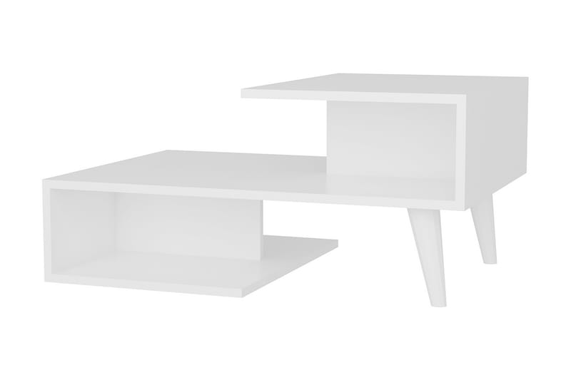 Furny Home Soffbord 90 cm med Förvaring Hyllor - Vit - Möbler - Bord & matgrupper - Soffbord
