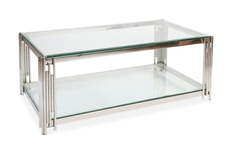 Galciana Soffbord 130 cm med Förvaring Hylla - Glas/Krom - Möbler - Bord & matgrupper - Soffbord