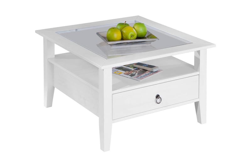 Galois Soffbord 75 cm med Förvaring Hylla + Låda - Vit - Möbler - Bord & matgrupper - Soffbord - Soffbord med förvaring