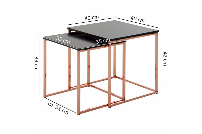 Geancarlo Satsbord 2-pack 48 cm - Koppar|Svart - Möbler - Bord & matgrupper - Soffbord