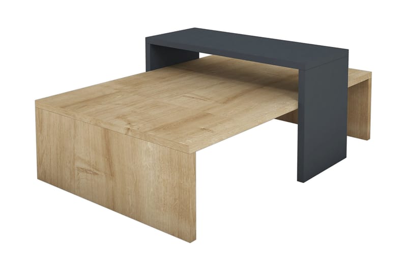 Gersby Soffbord 80 cm med Förvaring Hylla - Natur/Blå/Grå - Möbler - Bord & matgrupper - Soffbord
