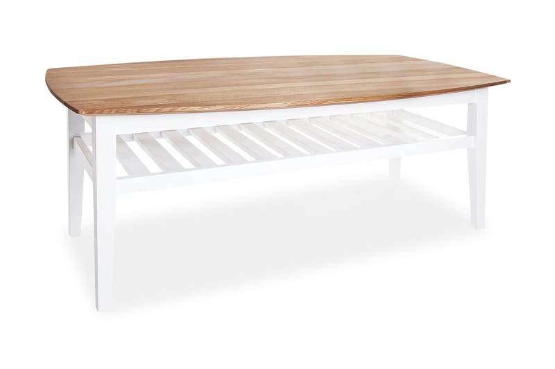 Grenå Soffbord 130 cm Ovalt med Förvaring Hylla - Ek/Vit - Möbler - Bord & matgrupper - Soffbord - Soffbord med förvaring